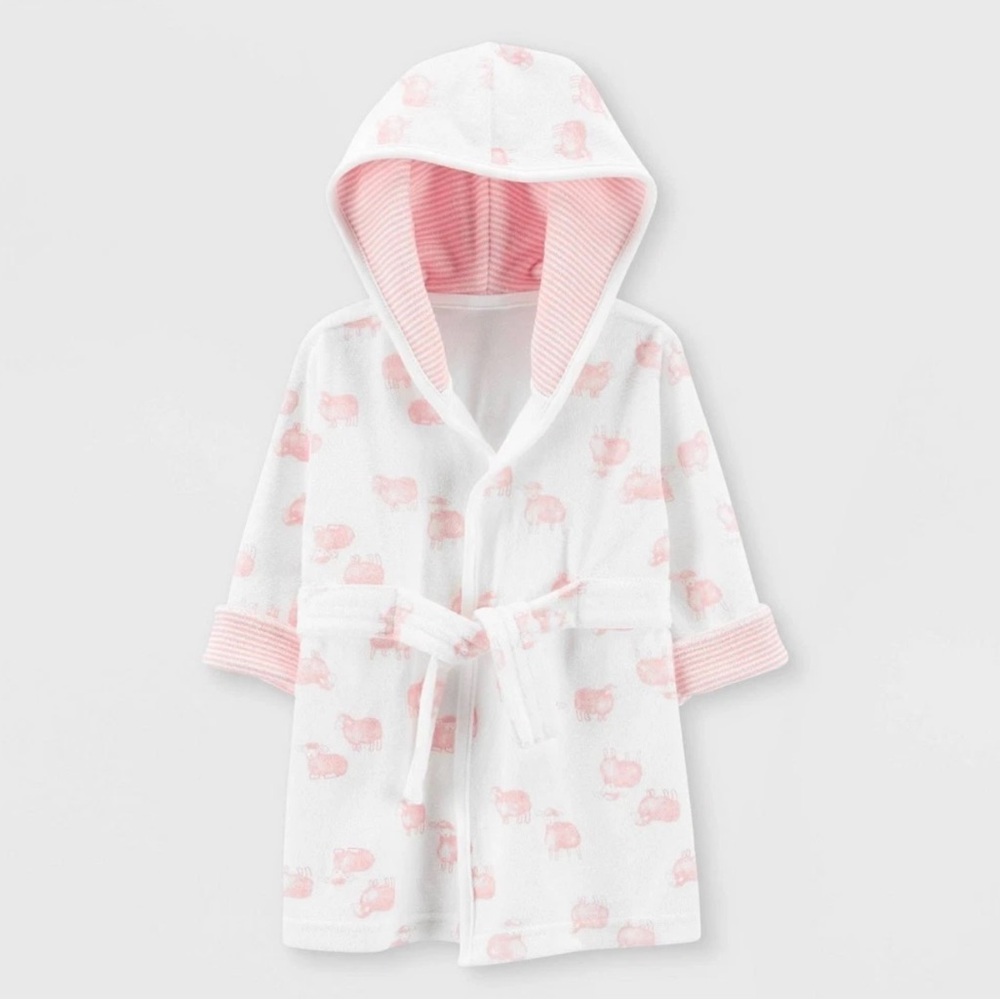 Carter's Pink and White Kids Hooded Robe